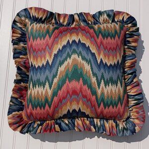 WAVERLY Henry Ford Greenfield Village Flamestitch Throw Pillow Ruffled Vintage